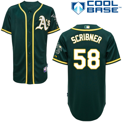 Evan Scribner #58 mlb Jersey-Oakland Athletics Women's Authentic Alternate Green Cool Base Baseball Jersey